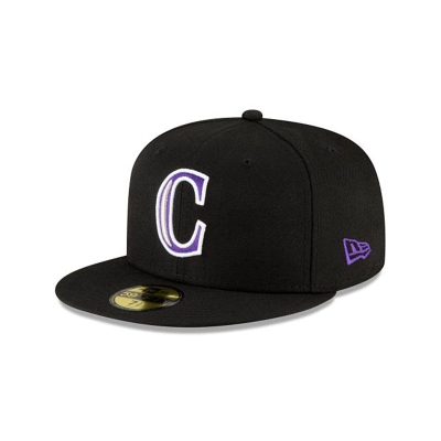 Black Colorado Rockies Hat - New Era MLB Ligature 59FIFTY Fitted Caps USA4687359